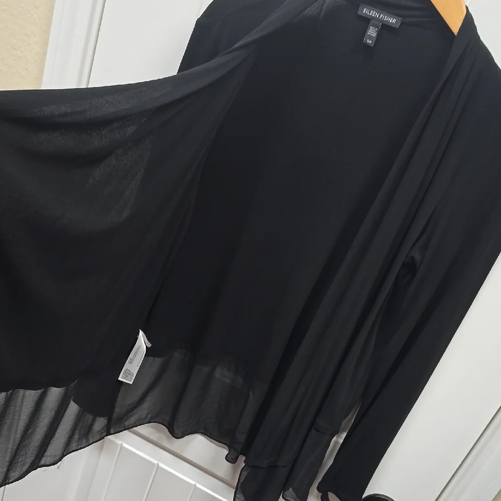 Eileen Fisher Black Open Front Cardigan - Picture 6 of 8